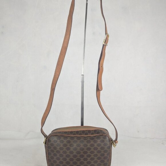 CELINE Paris Dream Logo Pochette Macadam Leather Brown Small Shoulder Bag - Picture 3 of 16